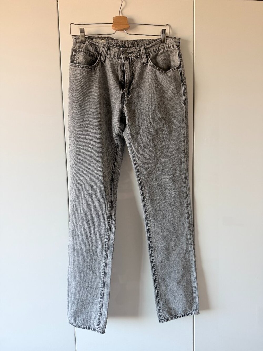 Levi's Premium 511 Slim Jeans Mens 32x34 Big E Washed Grey Acid Wash Denim